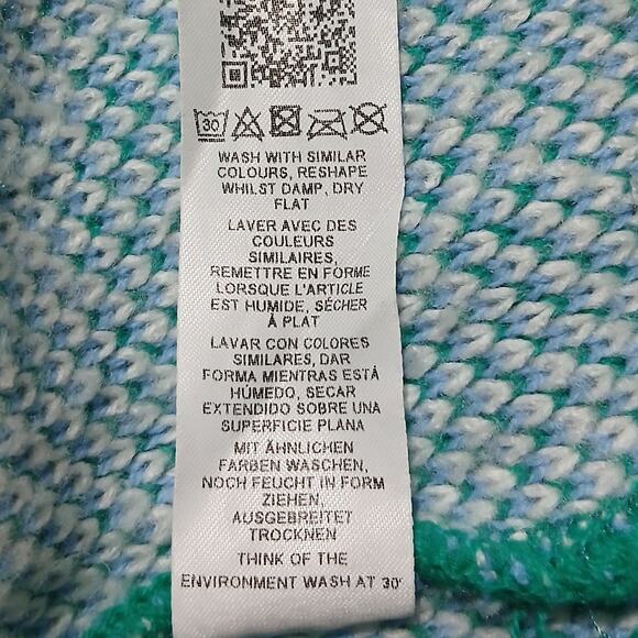 ASOS Design Oversized US 4 Camo Blue/Green/White.Crew Neck Sweater Ribbed Cuff - Picture 12 of 13